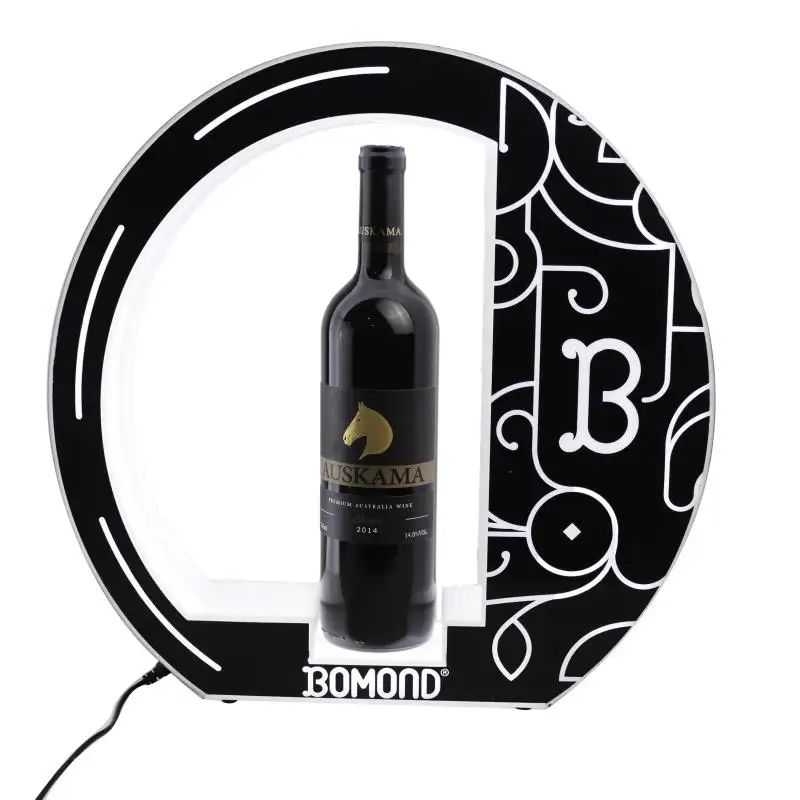 Glorificador de garrafa de vinho acrílico personalizado, rack de glorificador de vinho com led, base de iluminação para bar, clube noturno