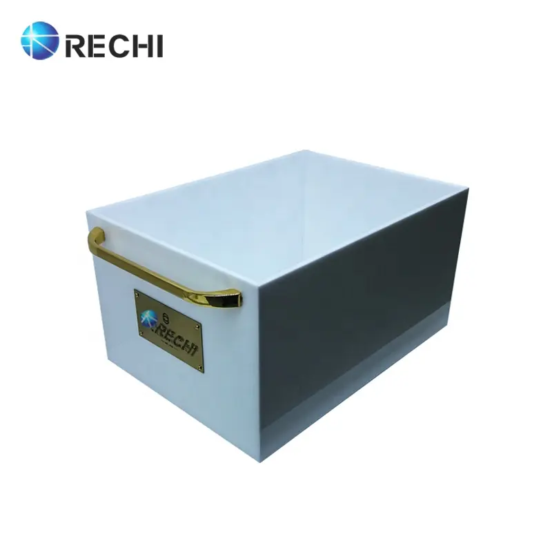 RECHI Individuelle Acryl-Makeup-Pinsel Aufbewahrungs- und Ausstellungsbox Acryl-Kosmetik-Organisator-Schublade mit goldenem Edelstahlgriff