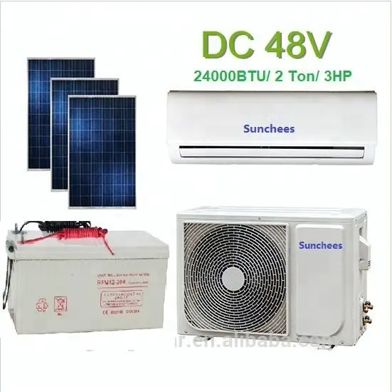 Haute qualité hors réseau solaire DC inverter climatiseur solaire alimenté climatiseur 100% climatiseur solaire mini split