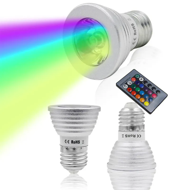 Luz de techo pequeña empotrada MR11, bombilla led con cambio de color, 12v, 4w, RGB, control remoto, MR16/GU10/E27/E14/GU53