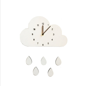 IG Trang Trí Phòng Trẻ Em Bắc Âu Trang Trí Hoạt Hình Mô Hình Đám Mây Nước Thả Im Lặng Đồng Hồ Treo Tường Bằng Gỗ - Product Image 5