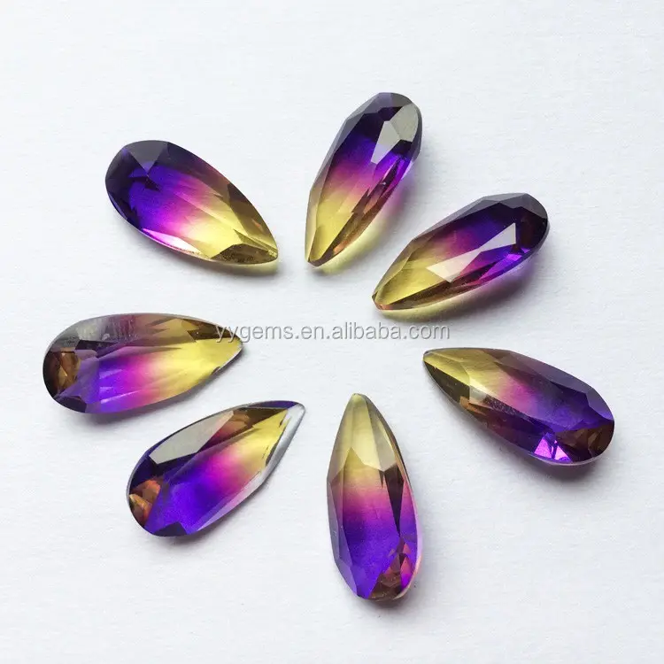 Decoration Stones Synthetic Ametrine Amethyst Crystal Glass Jewelry Making Loose Precious Gemstone Synthetic (lab Created) AAAAA