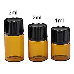 OEM 0.<strong>5ml</strong> 1ml 2ml 3ml <strong>5ml</strong> 15ml Mini Amber Glass <strong>Bottle</strong> with Black Screw Cap Plastic Orifice Reducer Small Glass Vial W/ Plastic Lid - Product Image 1