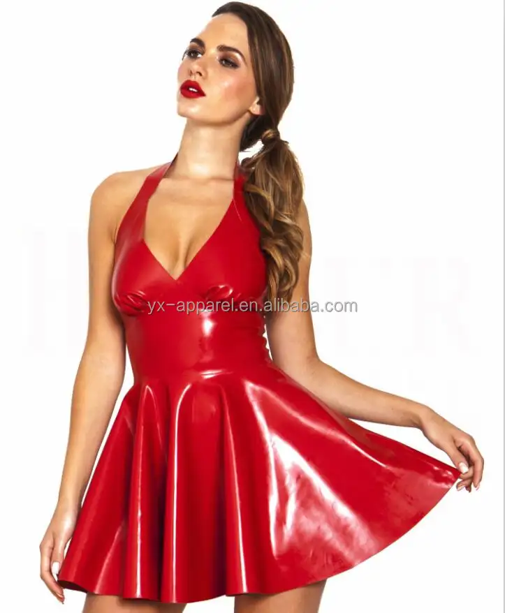 Heißer verkauf kurzen sexy heiße rote kleider sexy rot pvc vinyl kleid