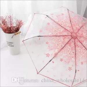 1pc三折伞妇女透明透明樱花蘑菇阿波罗樱花折叠遮阳雨伞 - Product Image 6