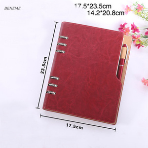 Luxury PU Cover Refillable Custom Ring Binder A5 Loose Leaf Leather Journal Diray <strong>Notebook</strong> <strong>with</strong> Pen <strong>Insert</strong> Position - Product Image 5