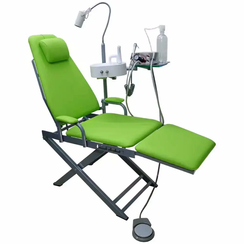 Dental tragbare Stuhle inheit mobiler Klappstuhl mit LED-Licht arbeit mit tragbarer Turbinen einheit