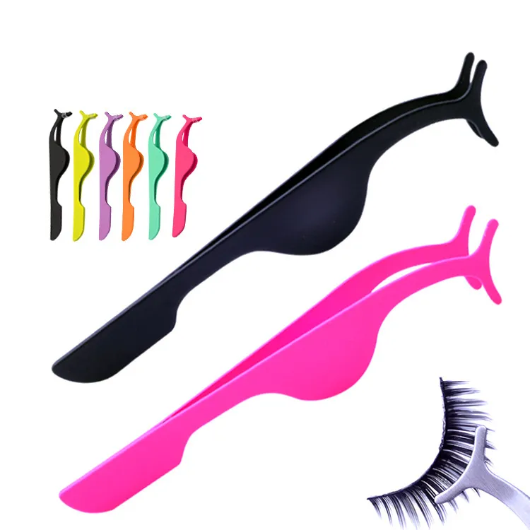 Professional Custom Logo Curved Stainless Steel Eyelash Applicator Tweezers for Lash Extensions & Eyebrows Slanted Tip