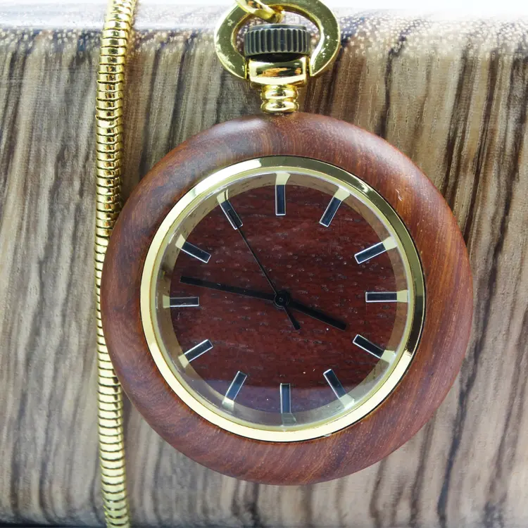 Your design key chain wooden antique pocket watch wholesale