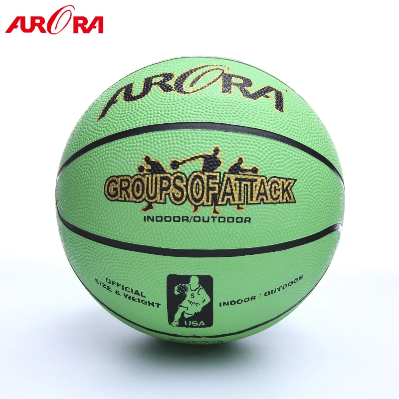 Popular verde de goma personalizado baloncesto Tamaño 7 juego al aire libre Juegos al aire libre de la bola