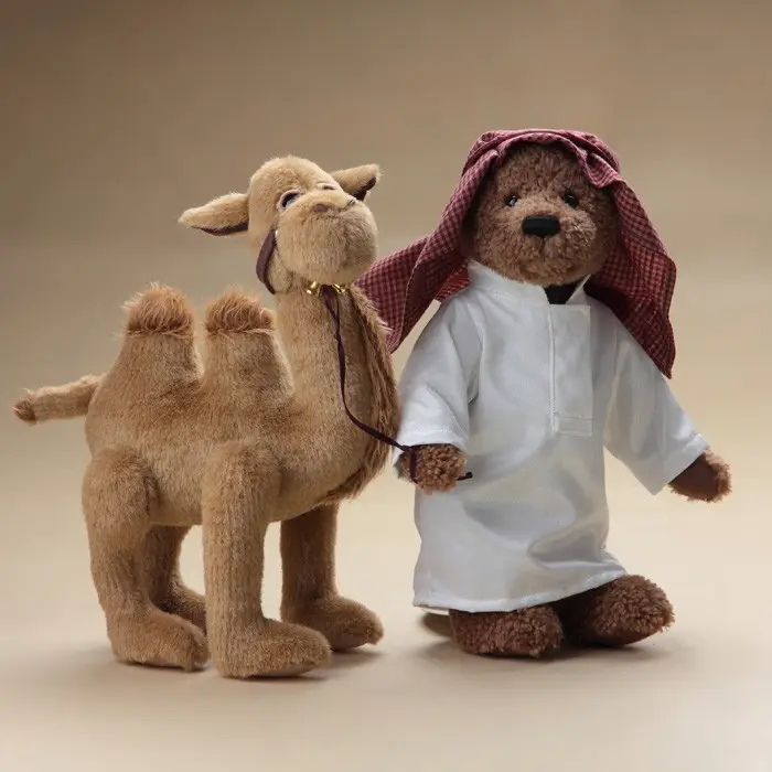 Ours en peluche arabe en peluche douce tirant chameau/chameau en peluche et ours en peluche jouet personnalisé/jouet en peluche chameau