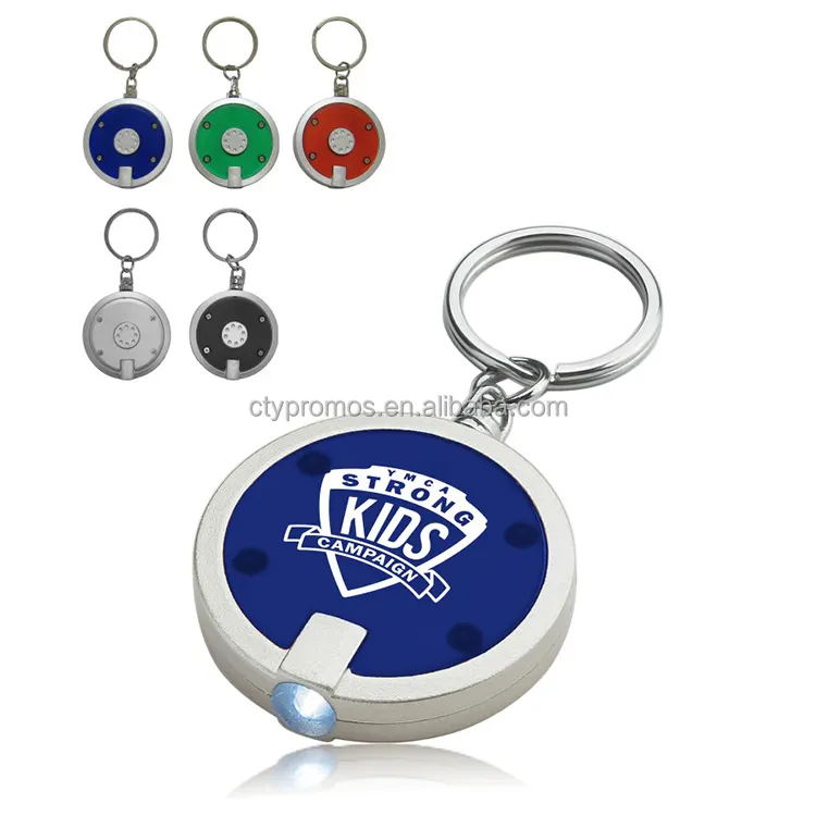 קידום מכירות עגול פלסטיק Led פנס Keychain keyring