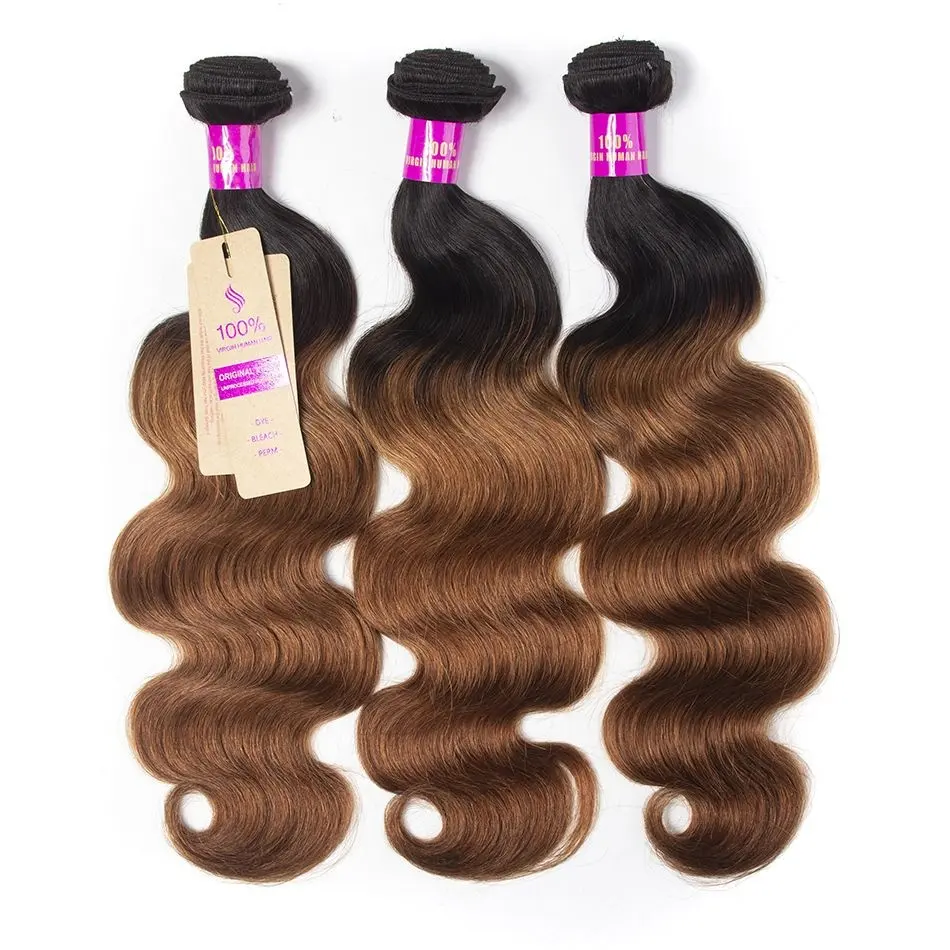 Ondas 1b/30 ombre cabelo do palco da beleza pacotes de cutículas alinhadas cabelo indiano da virgem cru sem processado