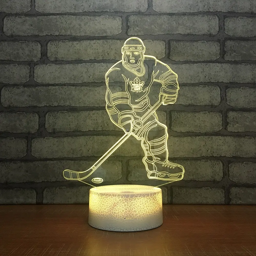 Colore regalo creativo produttore acrilico all'ingrosso Hockey Night Light novità Led 3d Kids Lamp