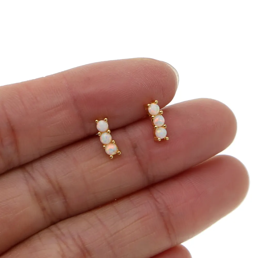 Roxi — boucles d'oreilles en argent sterling 925 et Triple opale, bijou féminin avec pierres précieuses