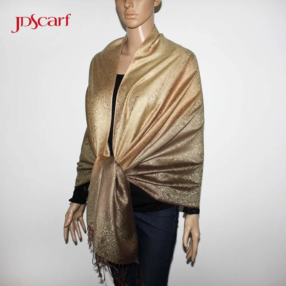 Fashion saudi formal gold grey pashmina shawls and wraps for dress