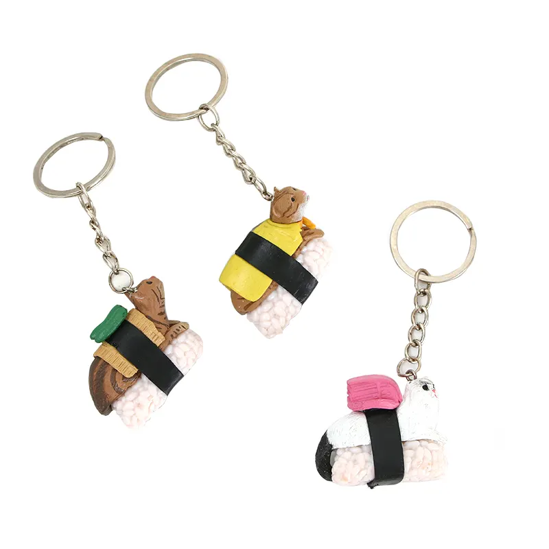 2024 Best Selling Mini Cartoon Sushi Cat Keychain Customizable Keychain with multiple colors