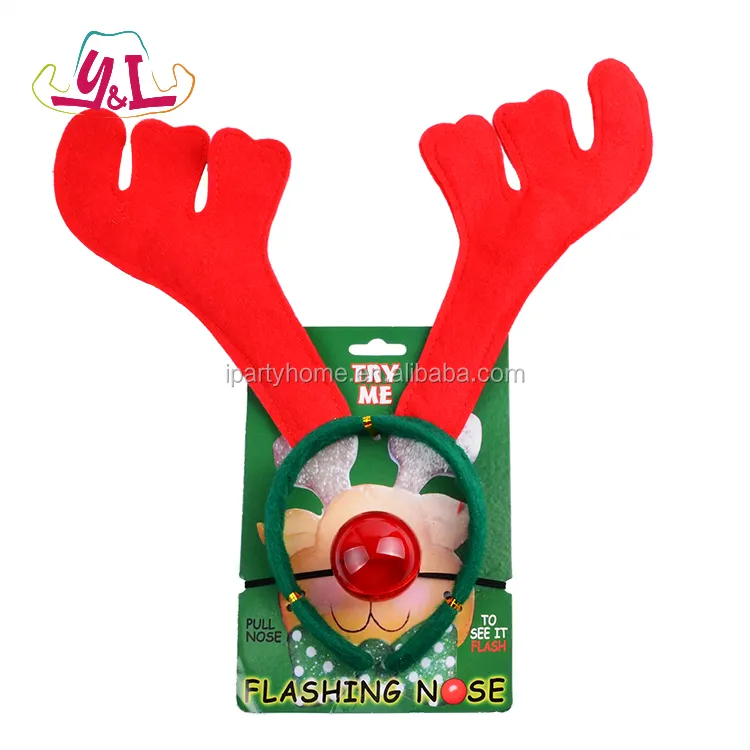 Party Decoration Christmas Headbands Christmas Accessories Reindeer Christmas Headband With Clown Nose