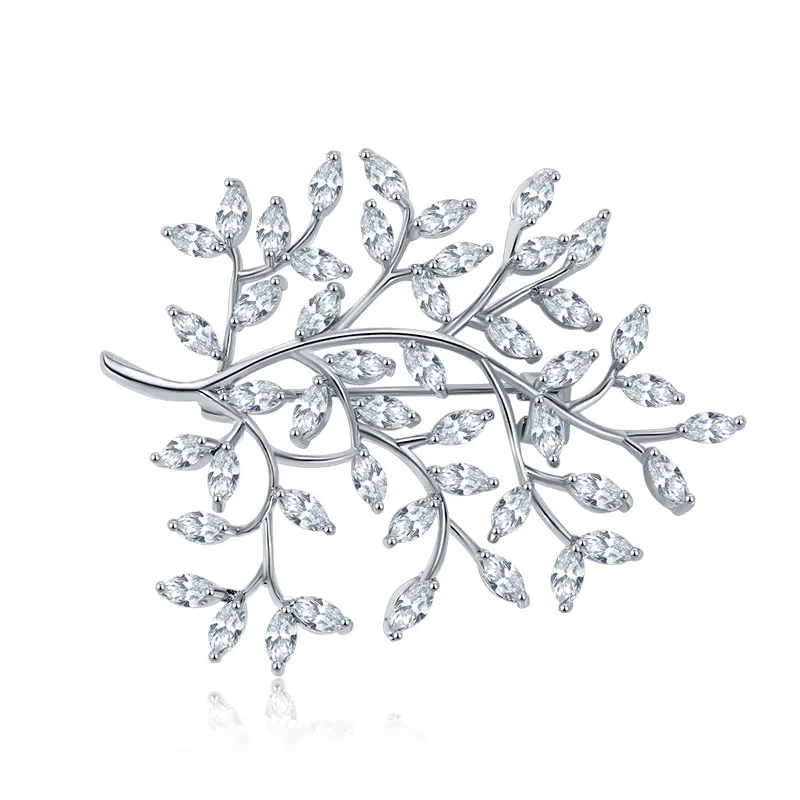 Broche arbre de vie en cristal blanc pour femme, haute qualité