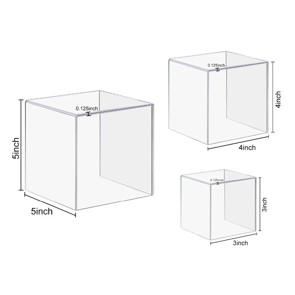 Caja acrílica personalizada con tornillos para exhibir joyería, caja deslizante de acrílico con imán, 3x3, 4x4, 5x5x5