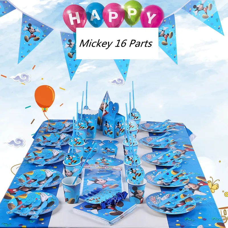 Mickey birthday Party sets cartoon characters Paper party sets for kids birthday decorations