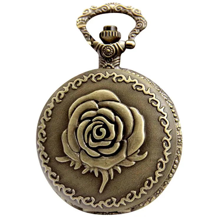 Stile antico orologi da tasca con la rosa del pendente del fiore per le donne Della Fabbrica di vendita diretta