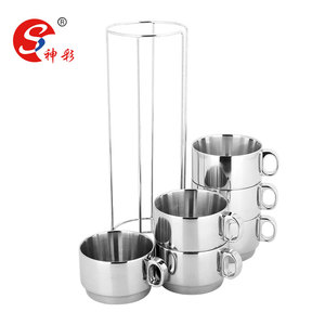 6Pcs Stackable Double Wall Insulated Coffee Tea <strong>Cup</strong> Sets Stainless Steel Coffee Mug Set of Coffee <strong>Cups</strong> - Product Image 5