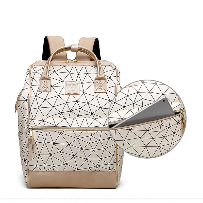 Borse multifunzionali Set borsa per pannolini in pelle zaino Designer passeggino per bambini Organizer borsa per pannolini in pelle sintetica zaino geometrico