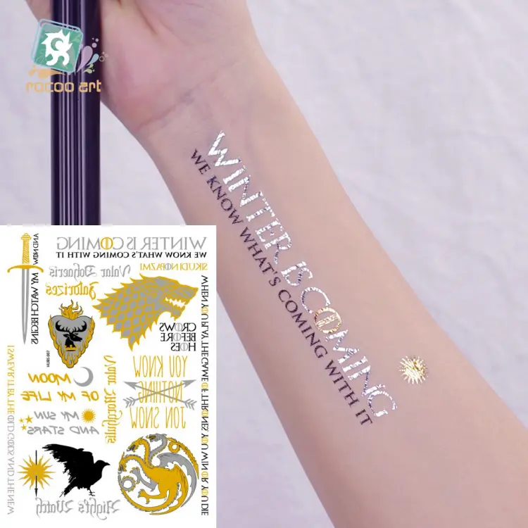 VT387/Temporary eagle ananas kirin tattoo design metallico provvisorio del tatuaggio del corpo