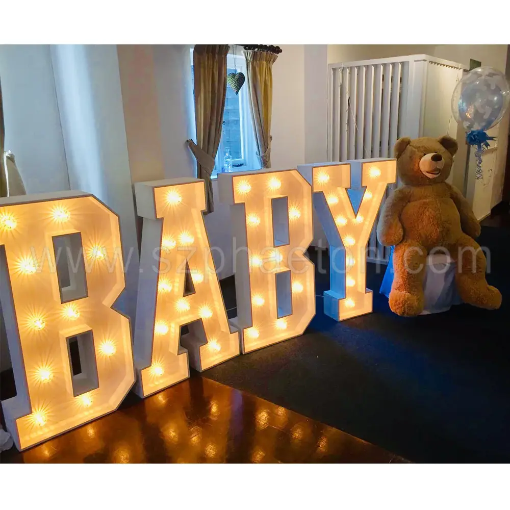 O bebê caçoa crianças fontes do partido de aniversário decorações, light up marquise letras balões