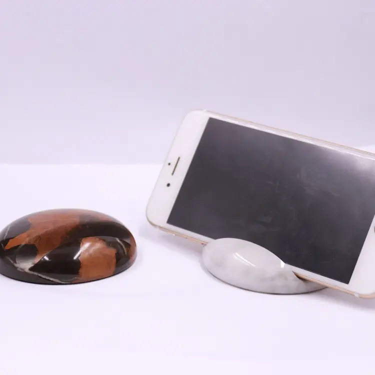 İtalyan Carrara beyaz mermer mermer telefon tutucu doğal mermer taş Masaüstü cep telefonu standı telefon tutucular
