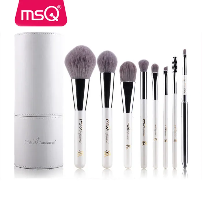 MSQ 8pcs Mode Perlweiß Zylinder weichen Menschenhaar Make-up Pinsel