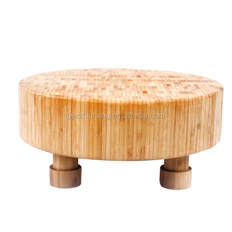 Wholesale Round Bamboo Cutting Board Extra Large and Thick Chopping Board With Stand