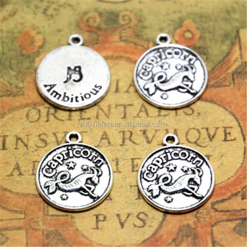 Zodiac charm tono argento Capricorno pendenti di fascini di circa 20x18mm