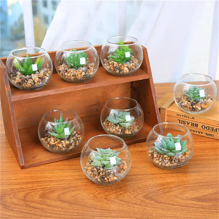 Macetas suculentas de plantas artificiales de tamaño pequeño altamente realistas para decoración del hogar