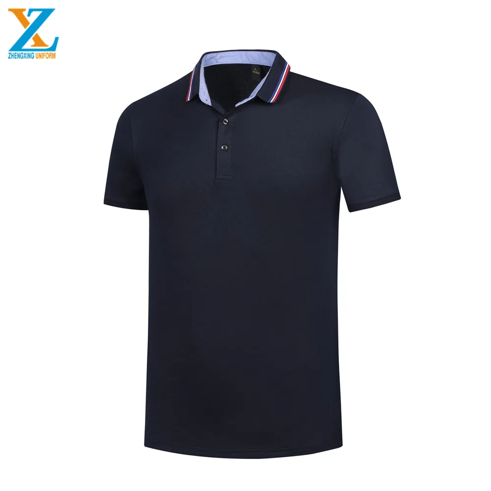 Polo para hombre, 100Gsm, 100% algodón, estampado plateado tejido de fábrica