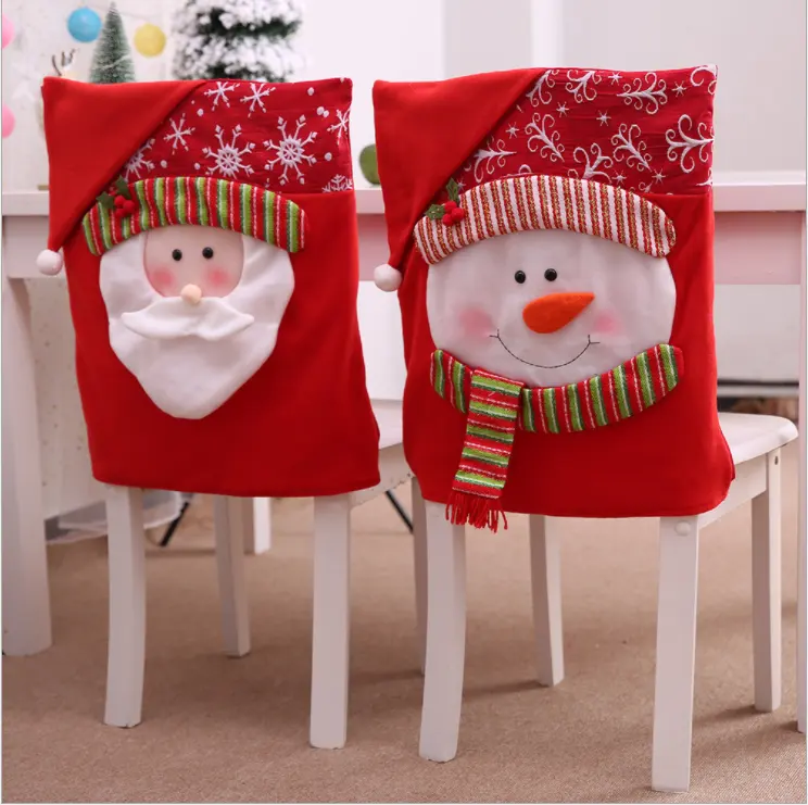 Cubierta trasera para silla de muñeco de nieve, decoración navideña para muebles del hogar, cubierta de asiento de santa claus de alta calidad, superventas