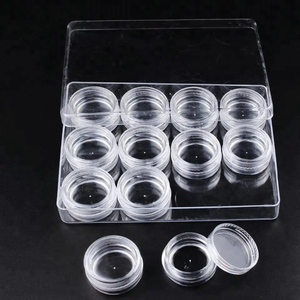 Factory Empty Cosmetic Plastic Loose Powder Jar Empty Container Plastic Clear Jars For Nails Decoration Tools