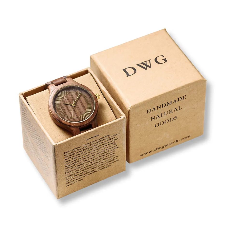 Хит продаж, деревянные кварцевые наручные часы DWG по хорошей цене, бамбуковые деревянные часы