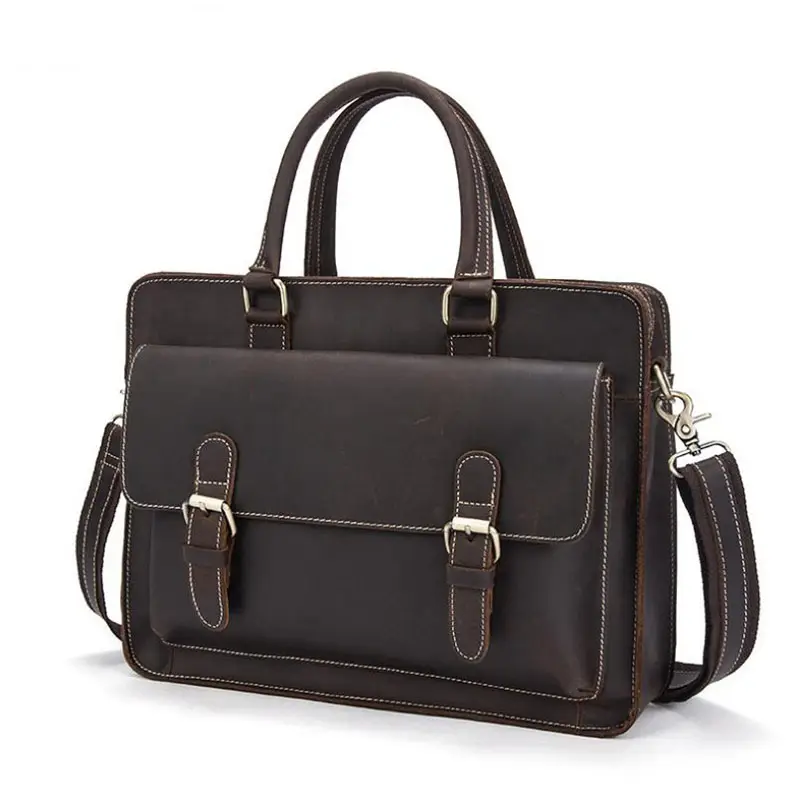 Dreamtop DTA497 Guangzhou fashion mens office laptop bag vintage cow leather business handbag men's briefcase