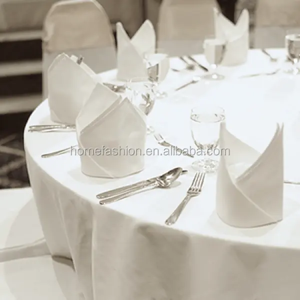 Toalhas de mesa de algodão branco liso e guardanapos