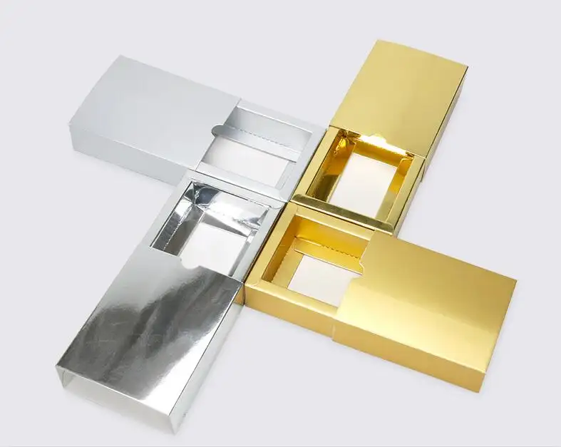Logo-Druck faltbare Gold papier verpackung Schubladen schiebe box