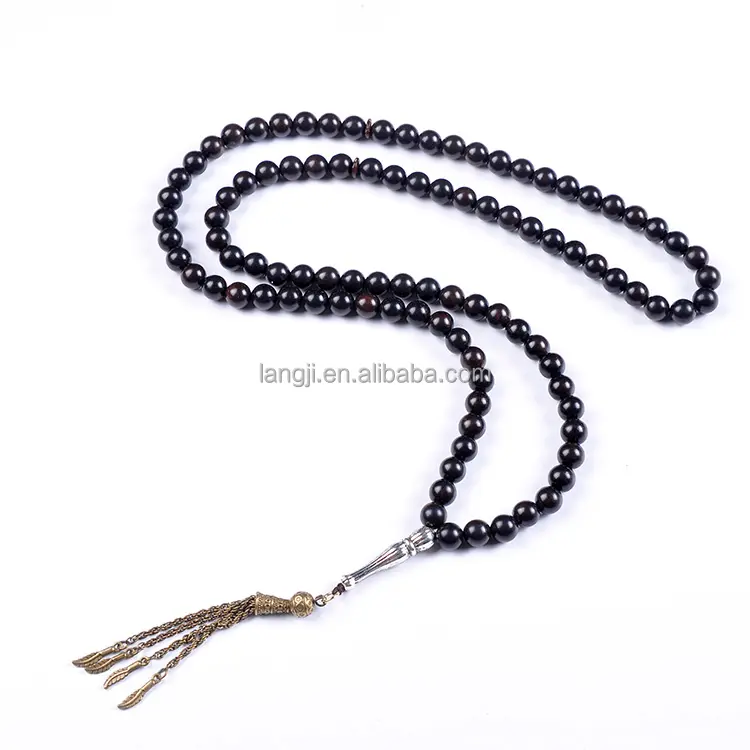 YS06 99 Perline meditazione perle di agata nera braccialetto personalizzato mala Dhikr collana antico islamico di preghiera perline