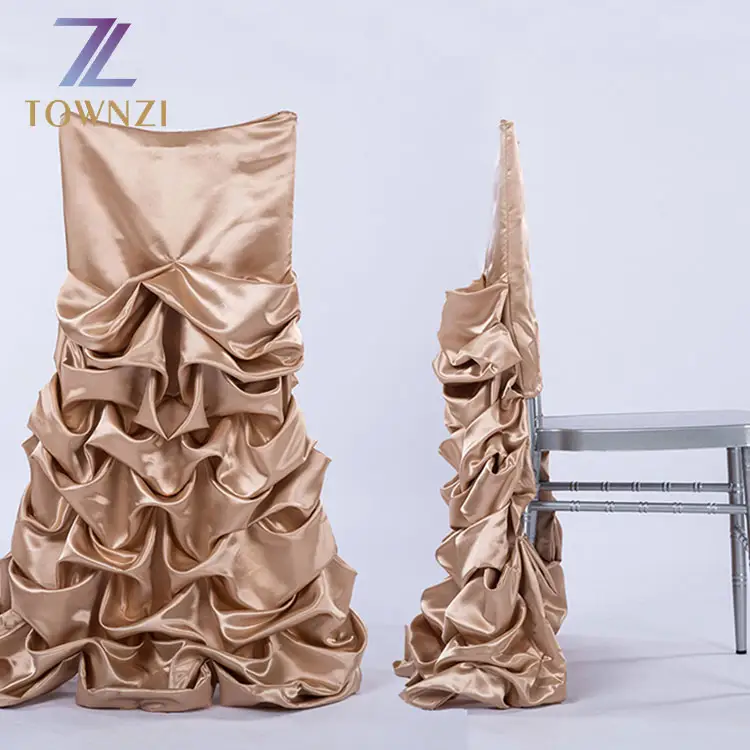 Stylish Skirt Design Rose Gold Chair Skirt Cloth New Arrival Polyester Pleated Skirt Style Wedding Chair Cover Cloth