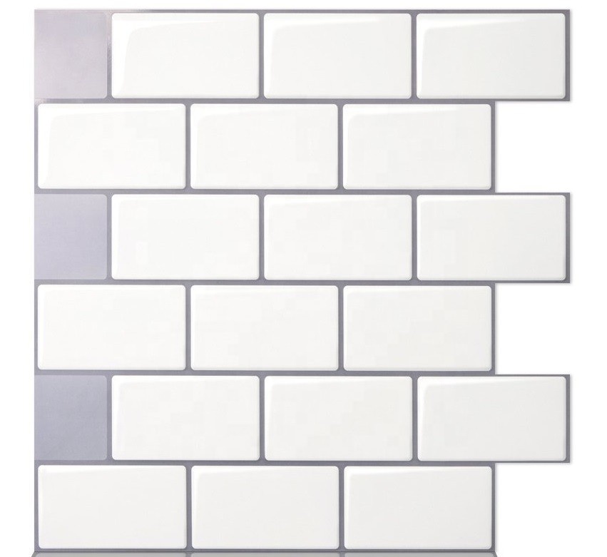 Carrelage blanc avec coulis gris