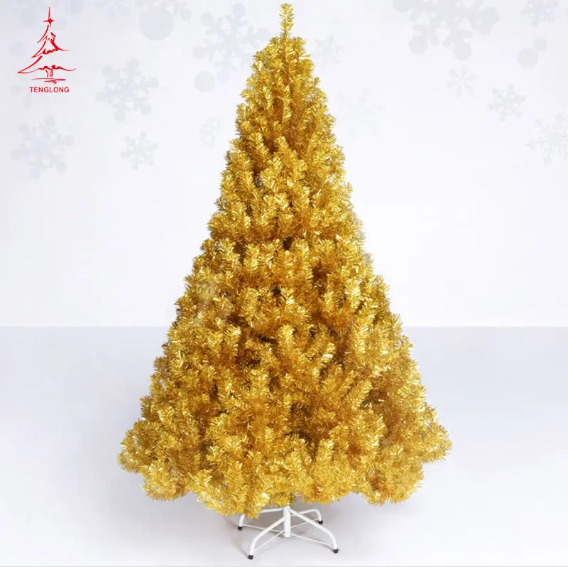 Pohon Natal PVC Dekorasi Natal, Pohon Natal Kuning Emas Kustom