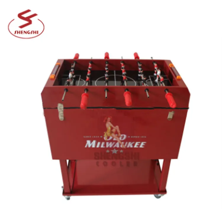 A melhor caixa refrigeradora, com mini jogo de mesa de futebol foosball para família festa dentro e fora