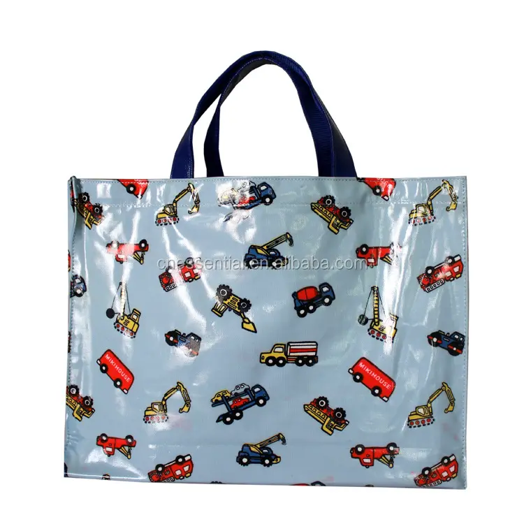 Moda impermeabile resistente PVC rivestito tela di cotone shopping bag