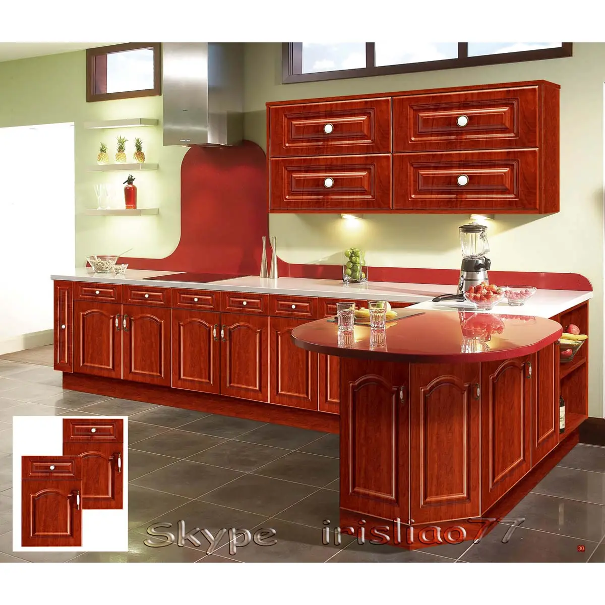 Solid wood kitchen cabinet design