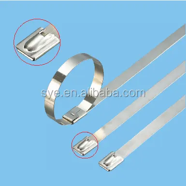 Naked Steel,SS 304 Material and Self-Locking roller ball lock Type stainless steel band cable ties